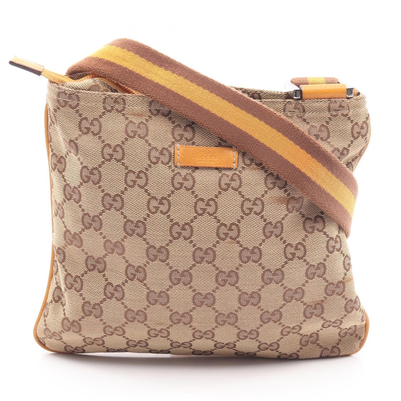 グッチ GUCCI GGキャンバス ショルダーバッグ バッグ キャンバス レザー レディース ベージュ系 / イエロー系 146309 【中古】