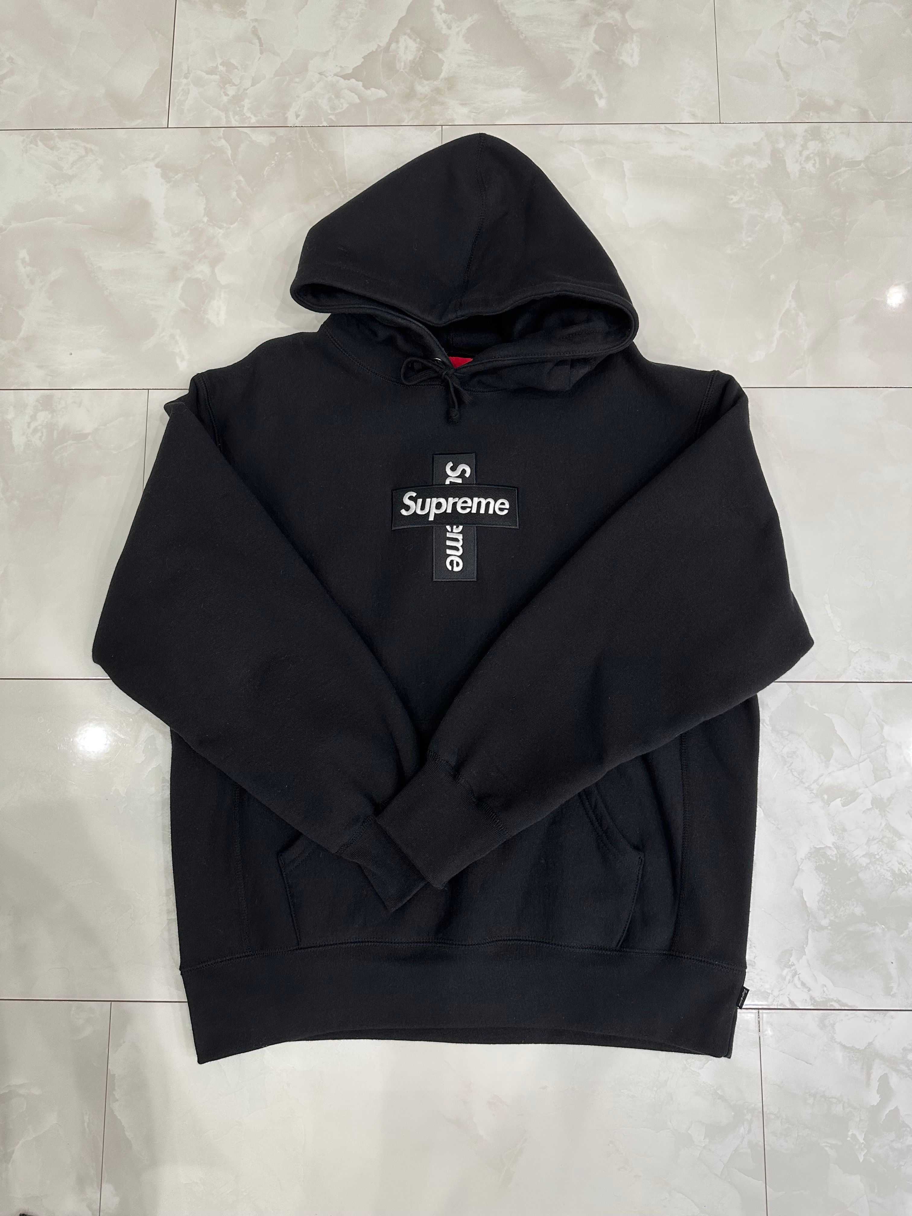 Supreme Cross Box Logo Hooded Sweatshirt "Black"