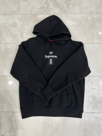 Supreme Cross Box Logo Hooded Sweatshirt "Black"