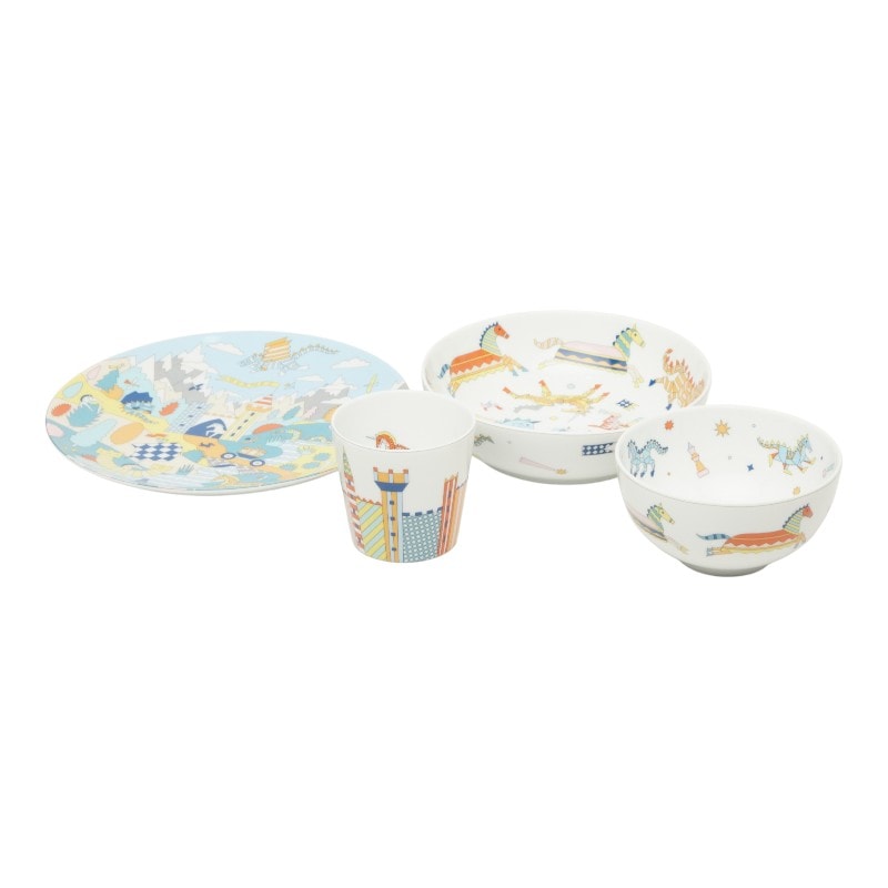 エルメス エポぺ 食器 お皿 4点セット マルチカラー 陶器 レディース HERMES 【中古】