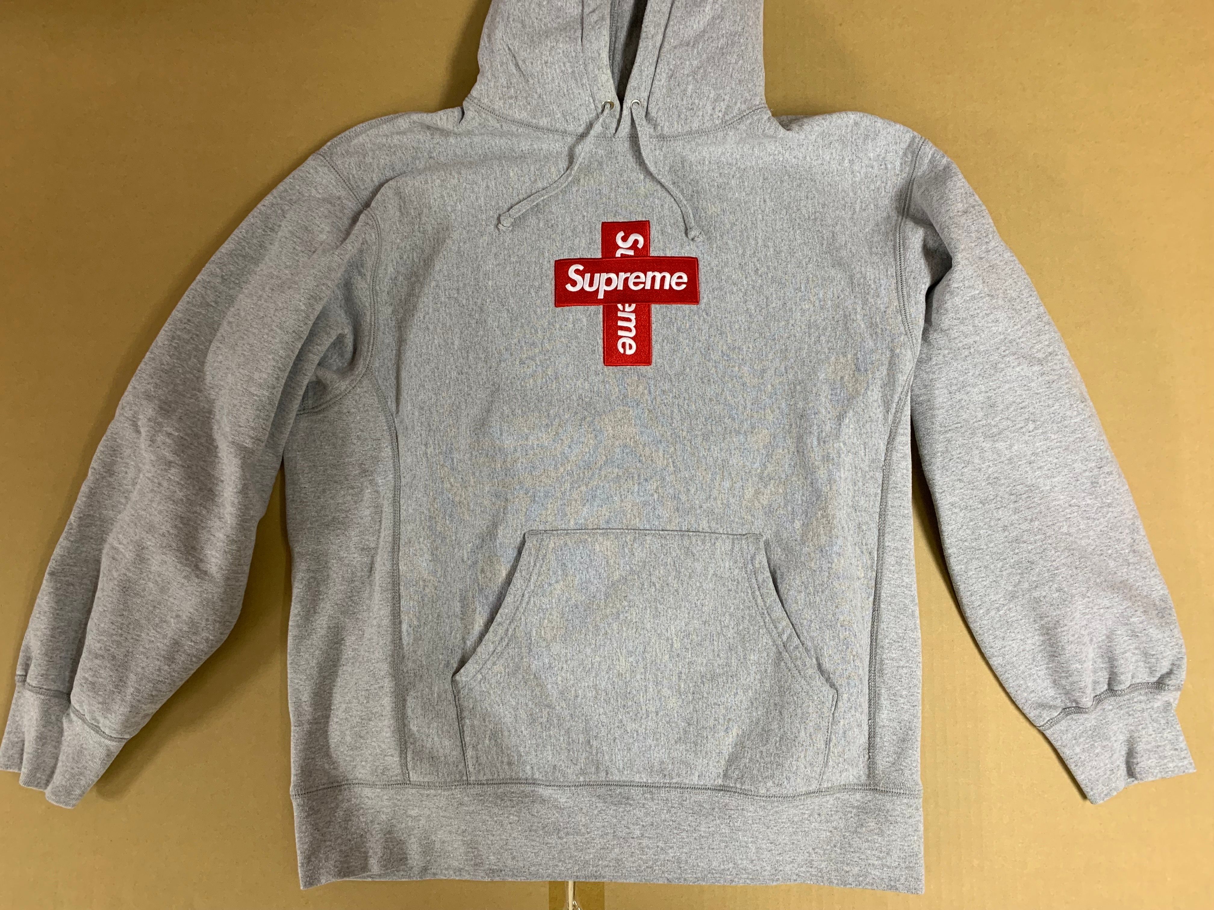 Supreme Cross Box Logo Hooded Sweatshirt "Grey"
