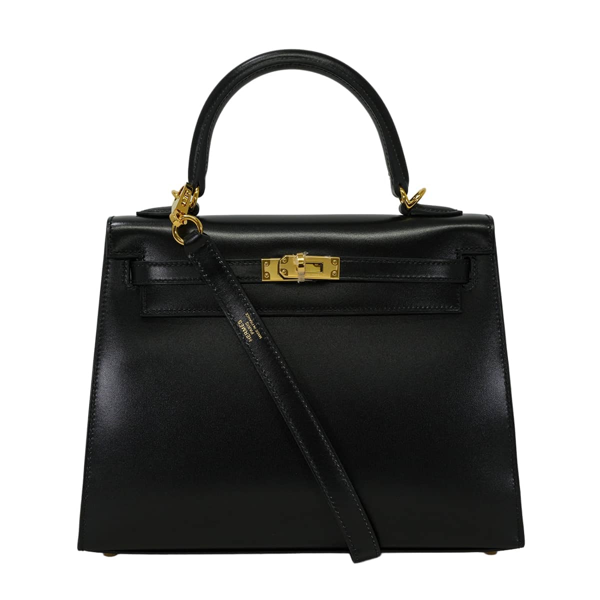 HERMES エルメス ショルダーバッグ ケリー25 外縫い 黒 (ブラック) ボックスカーフ ゴールド金具 W刻印 新品未使用