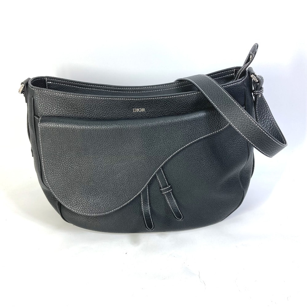ディオール Dior サドル ソフトバッグ 1ADHO023UL オブリーク 斜め掛け カバン ショルダーバッグ レザー ブラック 美品