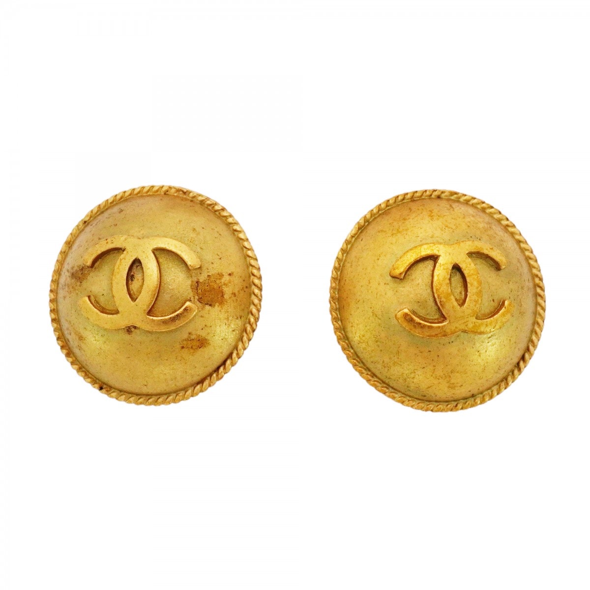 【6jdb0557】シャネル イヤリング ヴィンテージ ココマーク 丸型 サークル GPメッキ ゴールド【中古】レディース