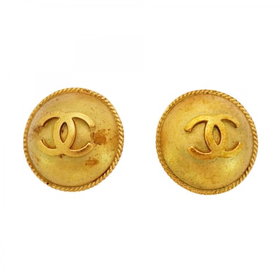 【6jdb0557】シャネル イヤリング ヴィンテージ ココマーク 丸型 サークル GPメッキ ゴールド【中古】レディース