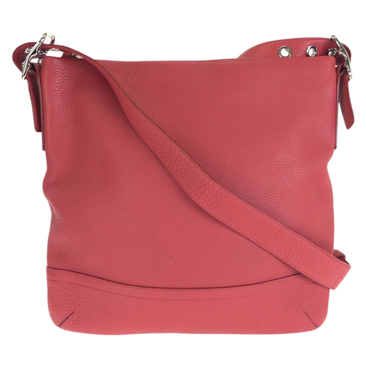 美品 COACH コーチ エルゴ スモール プリーツ ホーボー ピンク サーモンピンク シルバー金具 レザー ショルダーバッグ 1-0296129 【中古】