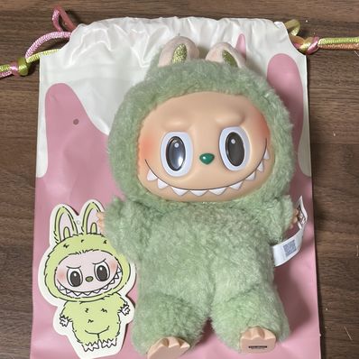 POP MART THE MONSTERS (LABUBU) Exciting Macaron Plush Series GREEN GRAPE