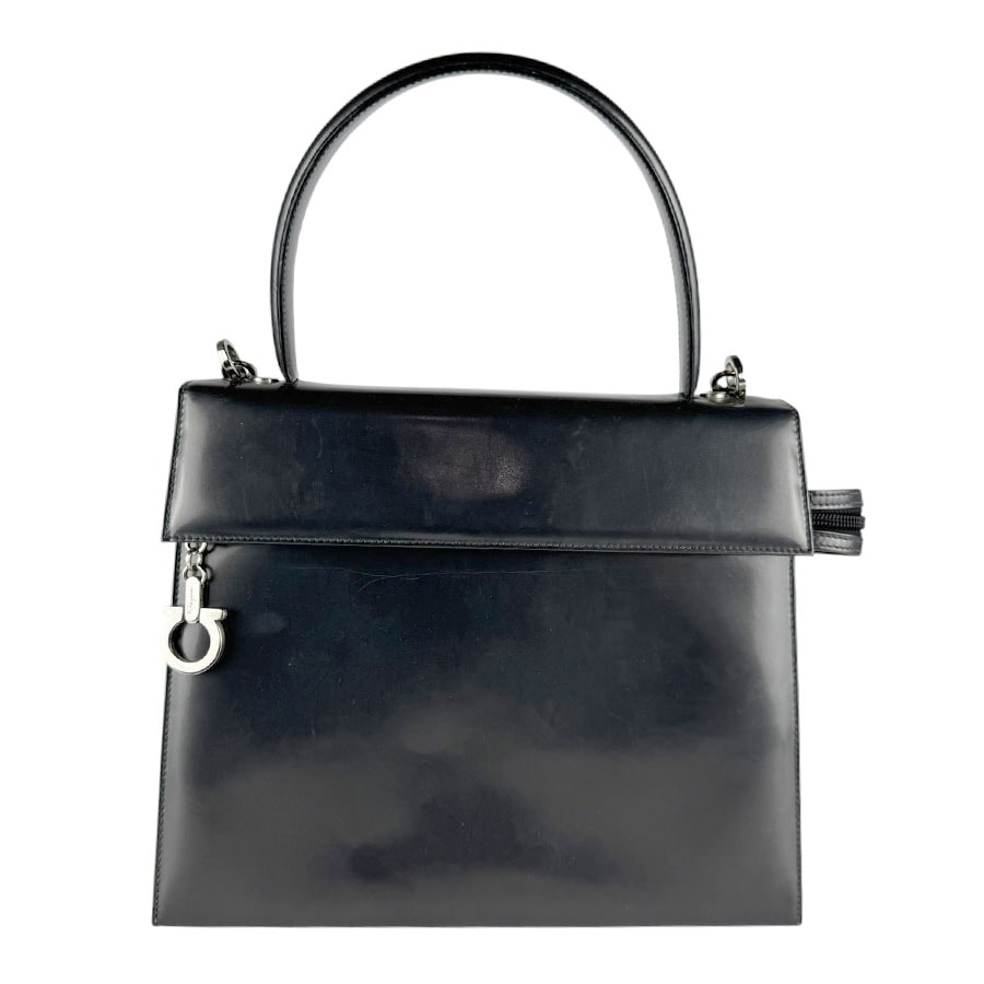 サルヴァトーレフェラガモ Salvatore Ferragamo ハンドバッグ ショルダーバッグ パテントレザー グリーン系 レディース【中古】 z9654