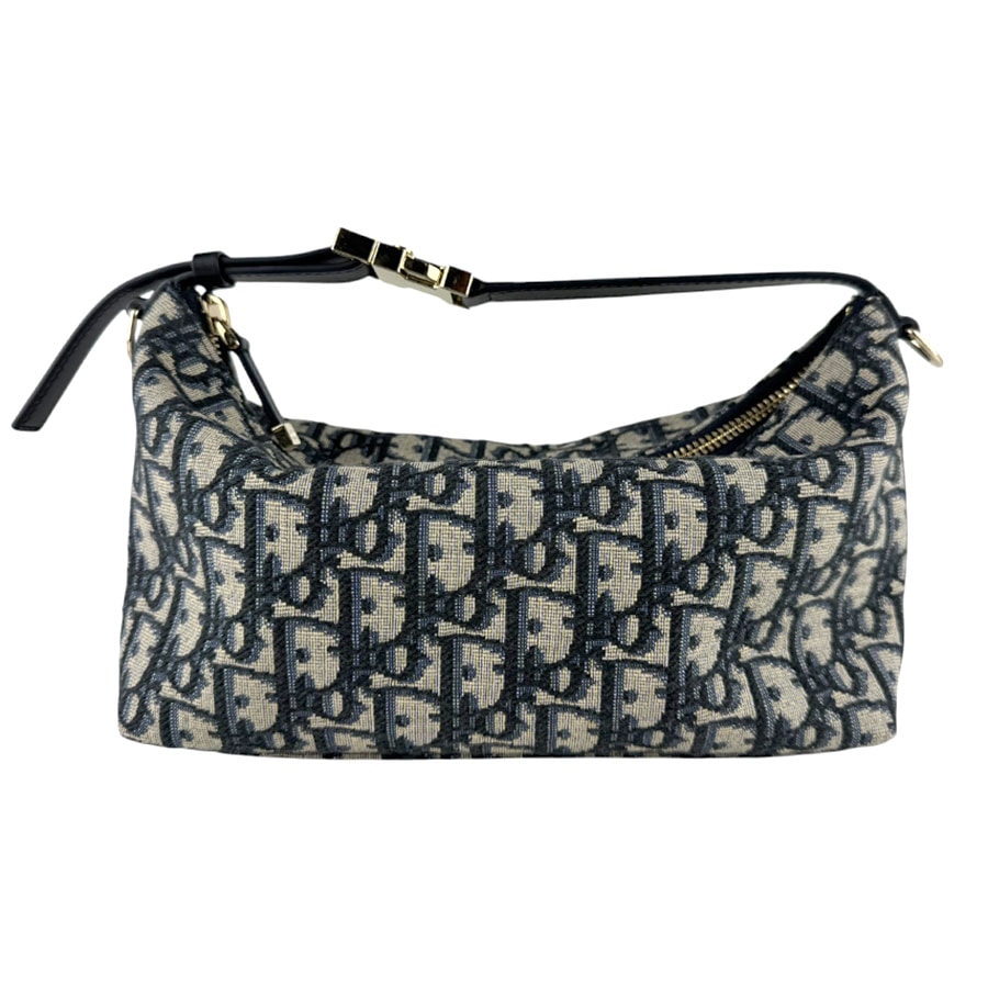 クリスチャンディオール Christian Dior ハンドバッグ オブリーク DiorTravel ノマドポーチ ミディアム キャンバス/レザー ネイビー レディース【中古】 z9664
