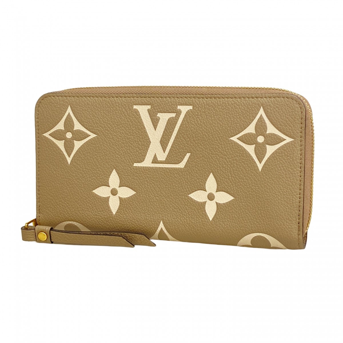 【6dd5264】ルイヴィトン 長財布 モノグラム・アンプラント バイカラー ジッピーウォレット M69794 トゥルトレール クレーム【中古】レディース