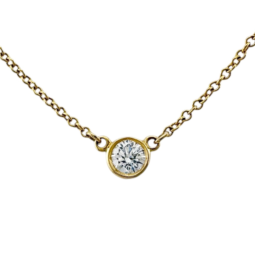 ティファニー バイザヤード 約0.12ct ネックレス 18金 K18イエローゴールド ダイヤモンド レディース TIFFANY&Co.  中古