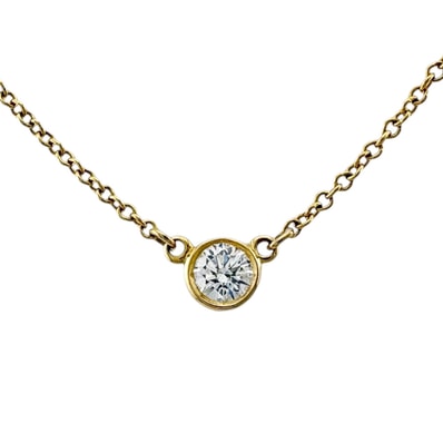 ティファニー バイザヤード 約0.12ct ネックレス 18金 K18イエローゴールド ダイヤモンド レディース TIFFANY&Co. 中古