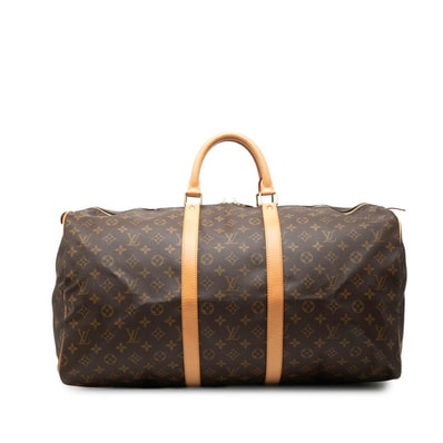 ルイ ヴィトン モノグラム キーポル55 ボストンバッグ トラベルバッグ M41424 ブラウン PVC レザー レディース LOUIS VUITTON 中古