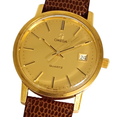 OMEGA オメガ プッシュ式リューズ クォーツ メンズ ベルト社外品 腕時計 C1332