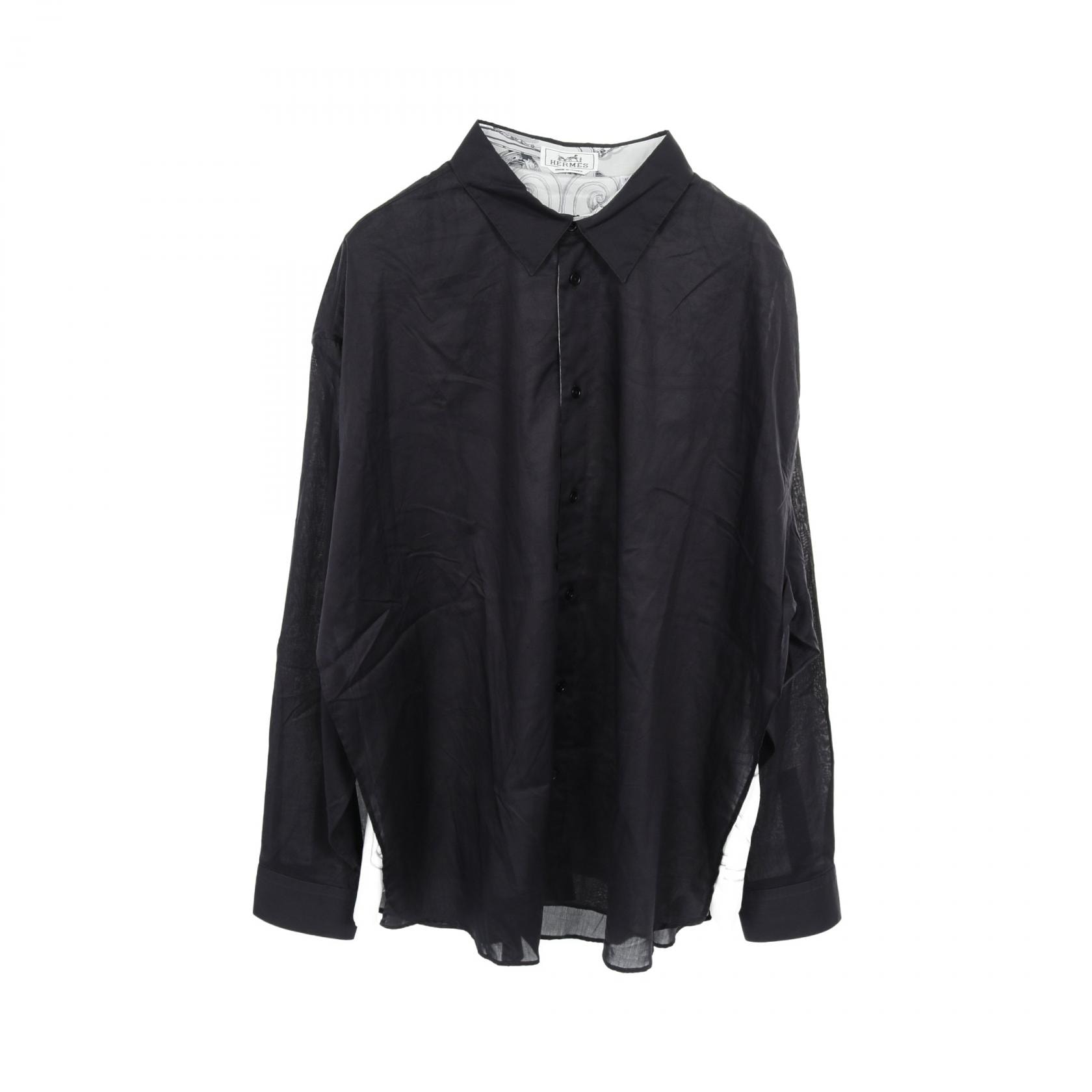 エルメス HERMES レイヤード 衣料品 トップス コットン シルク シルク メンズ ネイビー系 【中古】