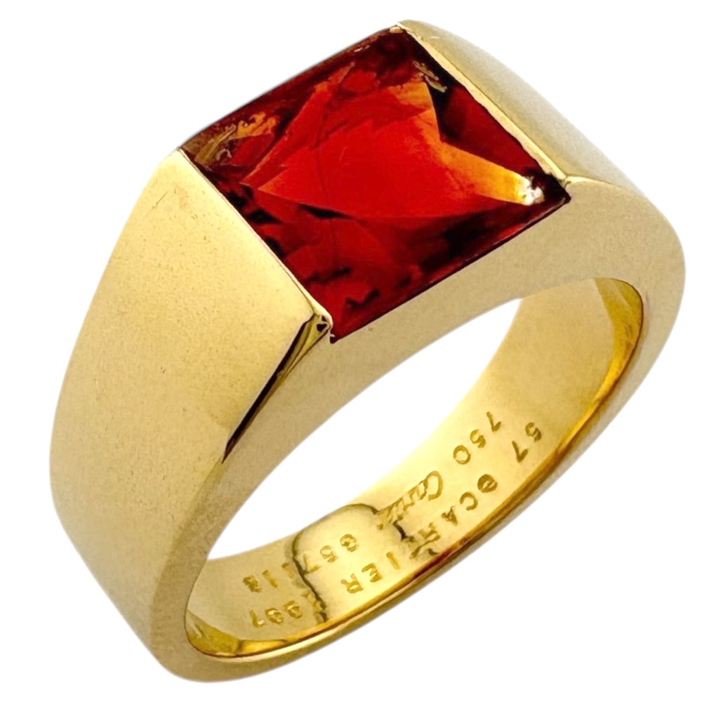 カルティエ タンクシトリン リング 指輪 17号 18金 K18イエローゴールド シトリン ユニセックス CARTIER 中古