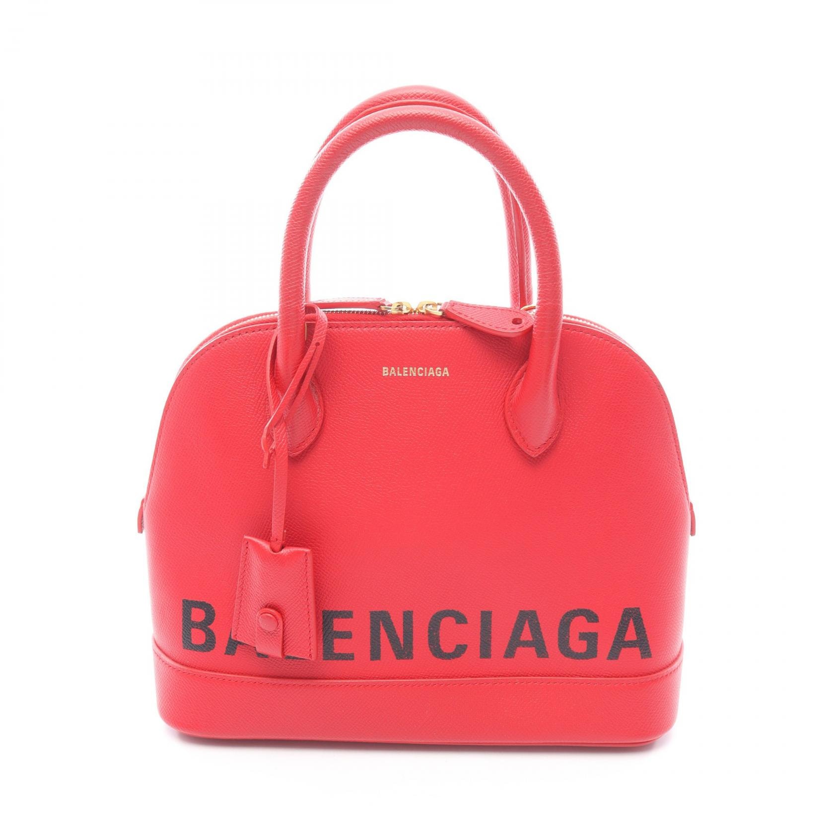 バレンシアガ BALENCIAGA VILLE TOP HANDLE S ヴィル トップハンドル ハンドバッグ バッグ レザー レディース レッド系 【中古】