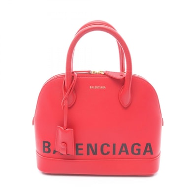 バレンシアガ BALENCIAGA VILLE TOP HANDLE S ヴィル トップハンドル ハンドバッグ バッグ レザー レディース レッド系 【中古】