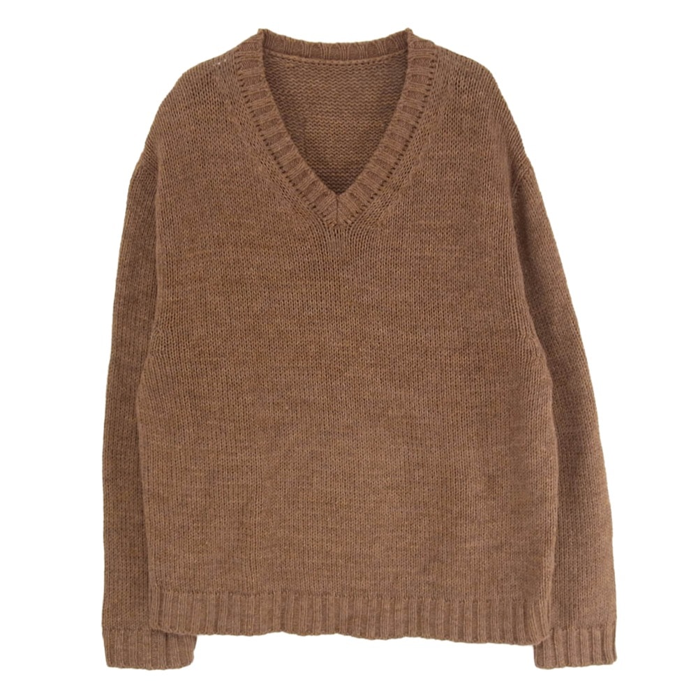 TENDERLOIN テンダーロイン ニット V NECK COTTON KNIT ロゴパッチ Vネック コットン ニット セーター ブラウン系 M【中古】