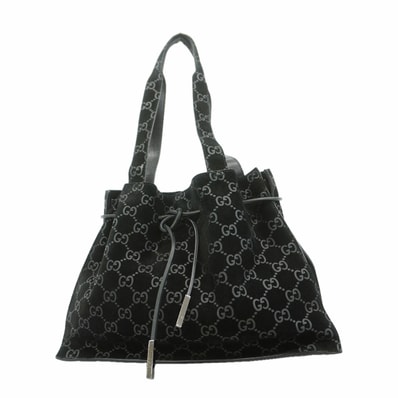 【6ke5631】グッチ ショルダーバッグ 002 1053 スウェード ブラック シルバー金具【中古】レディース