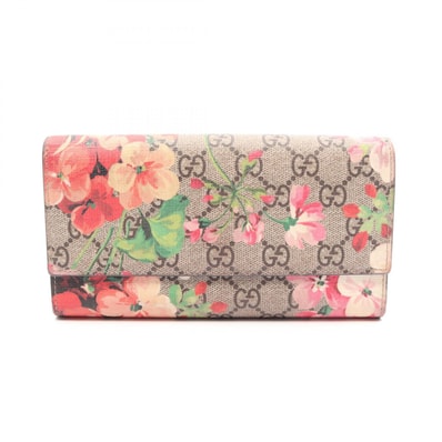 グッチ GUCCI GGブルームス コンチネンタル ウォレット 二つ折り長財布 財布 PVCコーティングキャンバス レディース ベージュ系 / マルチカラー 404070 【中古】