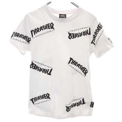 THRASHER スラッシャー 総柄 半袖 Tシャツ M ホワイト