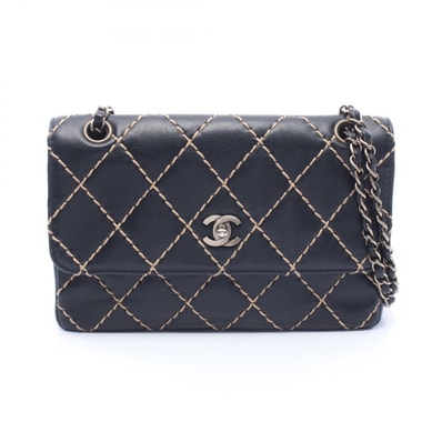シャネル CHANEL ワイルドステッチ ショルダーバッグ バッグ レザー レディース ブラック系 【中古】