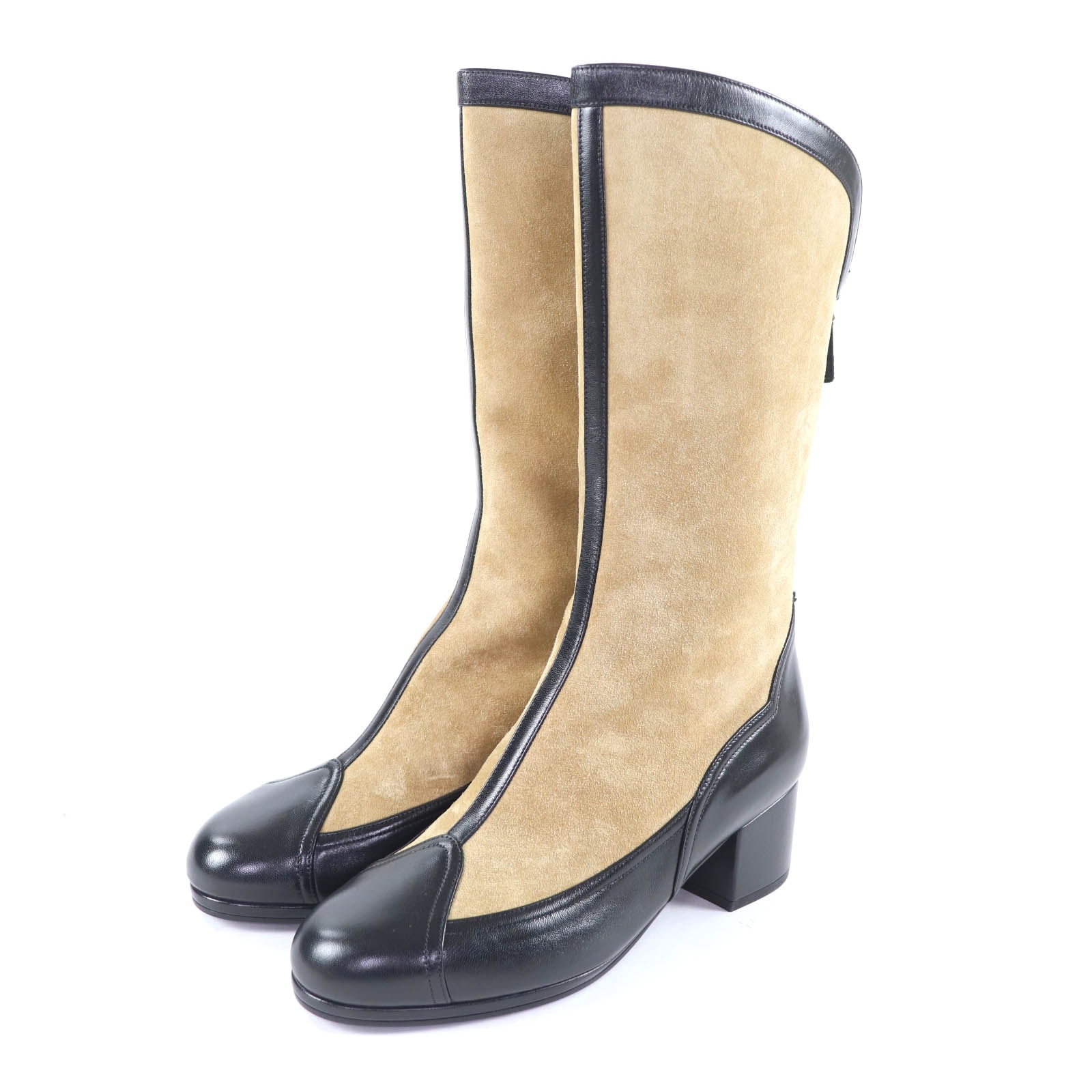 未使用品 シャネル ロングブーツ ベージュ 38 25A G46591