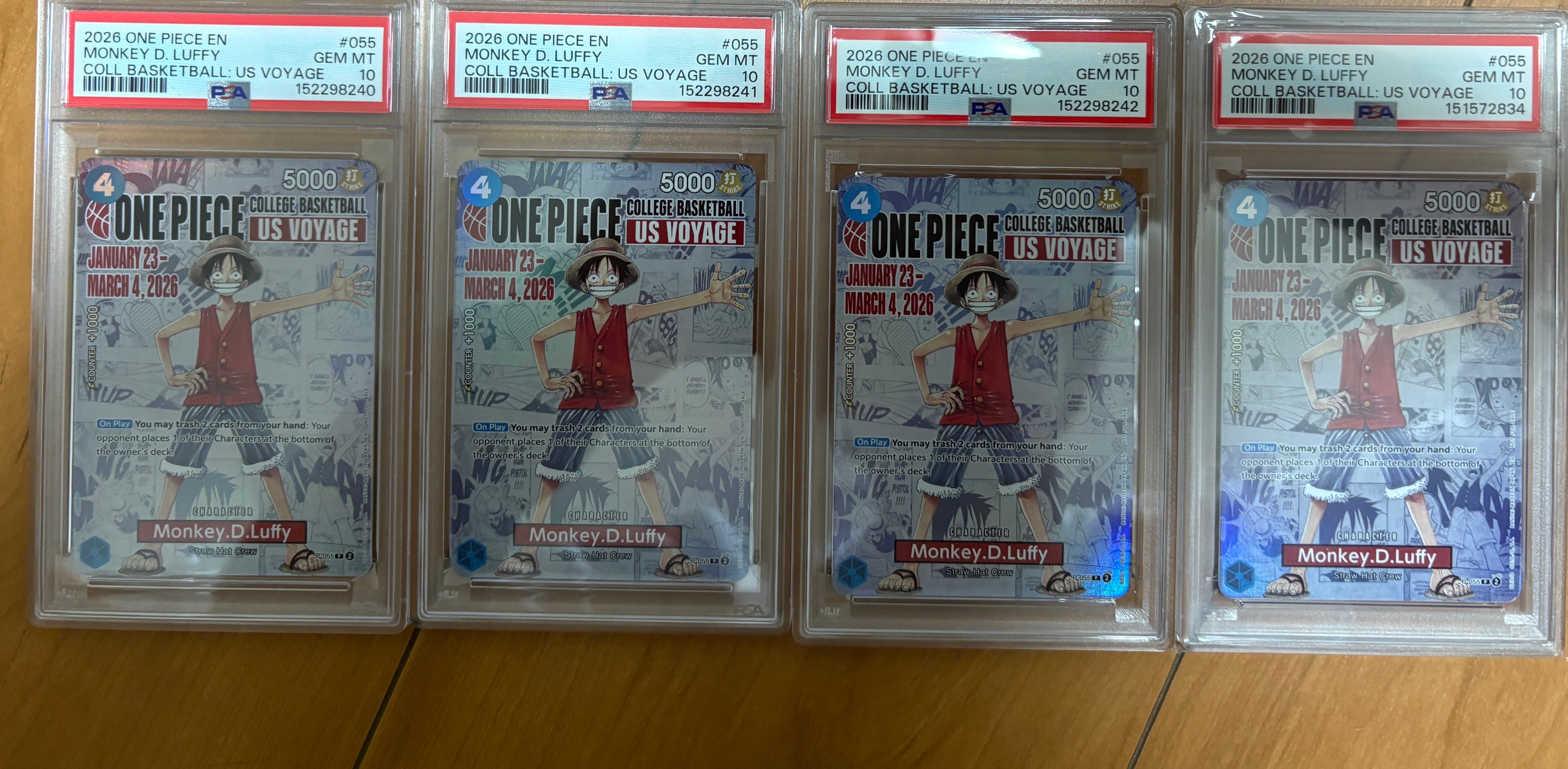 モンキー・D・ルフィ:P (開封済) [P-055]【英語版】(プロモーションカード「ワンピース カレッジ バスケットボール:USボヤージュ」)