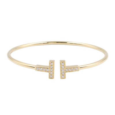 ティファニー TIFFANY&CO Tワイヤーブレスレット ダイヤ ブレスレット アクセサリー K18(イエローゴールド) ダイヤモンド レディース ゴールド系 / クリア系 60010754 【中古】
