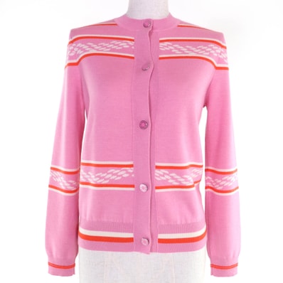 極美品 エルメス カーディガン ピンク レディース 34