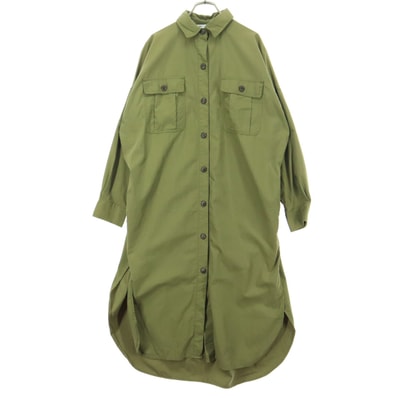ZARA ザラ 長袖 ロング フロントボタン シャツワンピース XS カーキ