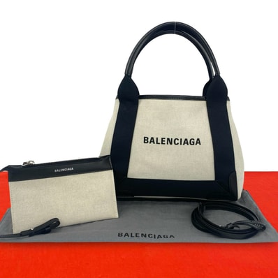 BALENCIAGA バレンシアガ ネイビー カバス キャンバス レザー ショルダーバッグ ブラック
32501