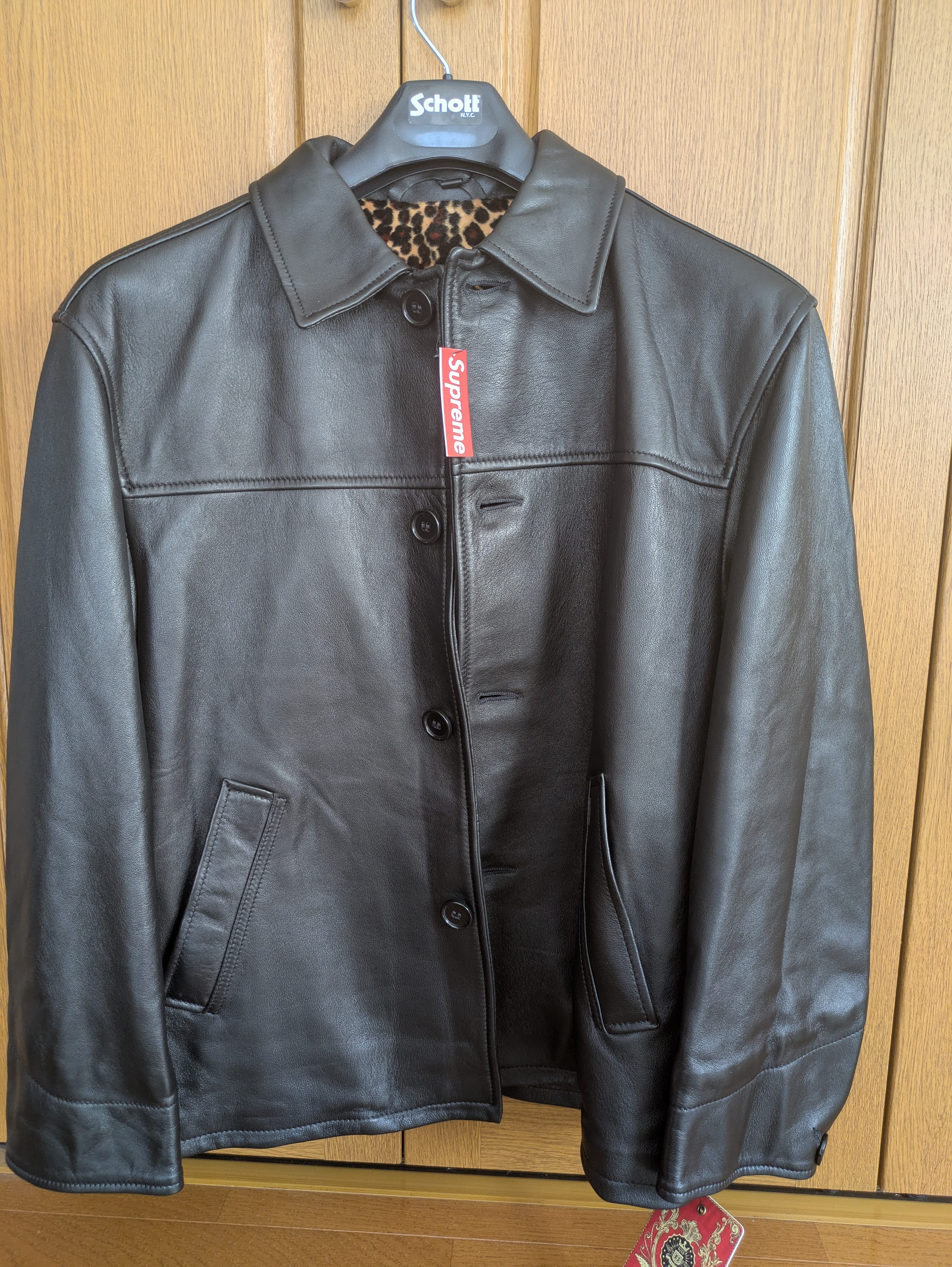 Supreme x Schott Leather Car Coat "Black"