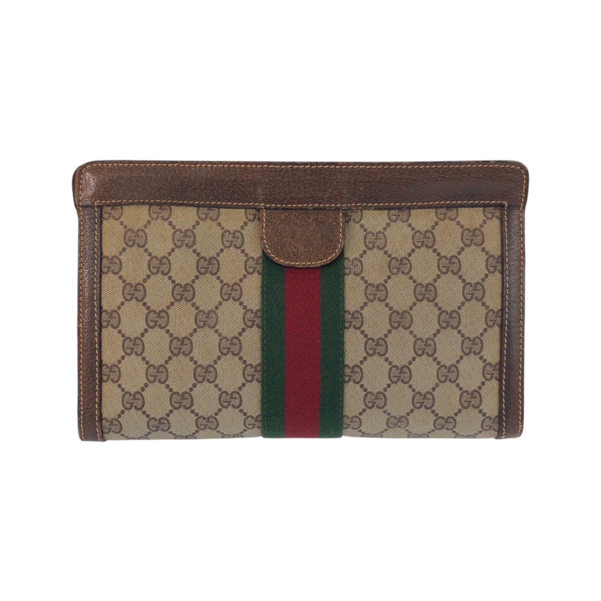GUCCI グッチ ヴィンテージ シェリーライン オールドグッチ オールドグッチ ベージュ ブラウン GGスプリームキャンバス レザー/ クラッチバッグ セカンドバッグ 600974 【中古】