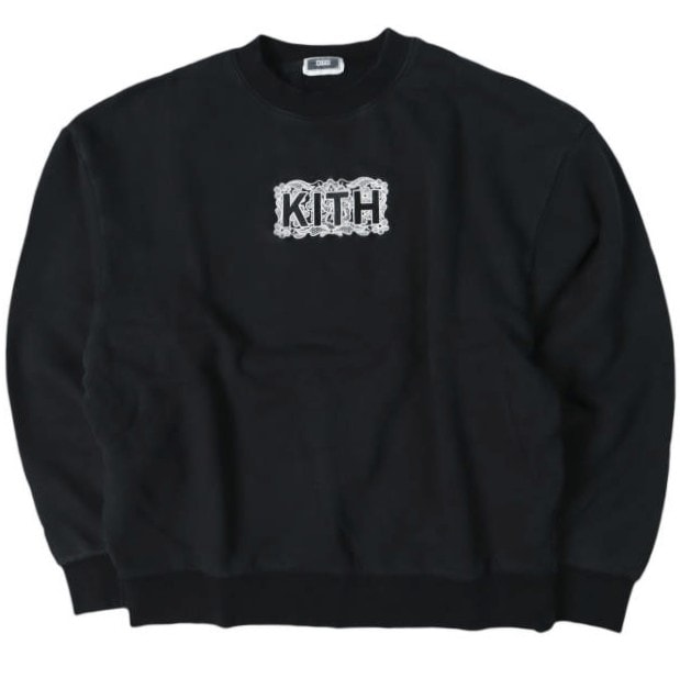 KITH NYC キスニューヨークシティ 24AW Floral Lace Nelson Crewneck フローラル レース ネルソン クルーネック 24070060004230 S BLACK トレーナー 裏毛 スウェット トップス g28202