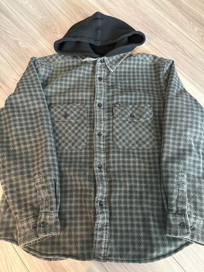 Supreme Houndstooth Flannel Hooded Shirt "Black"
