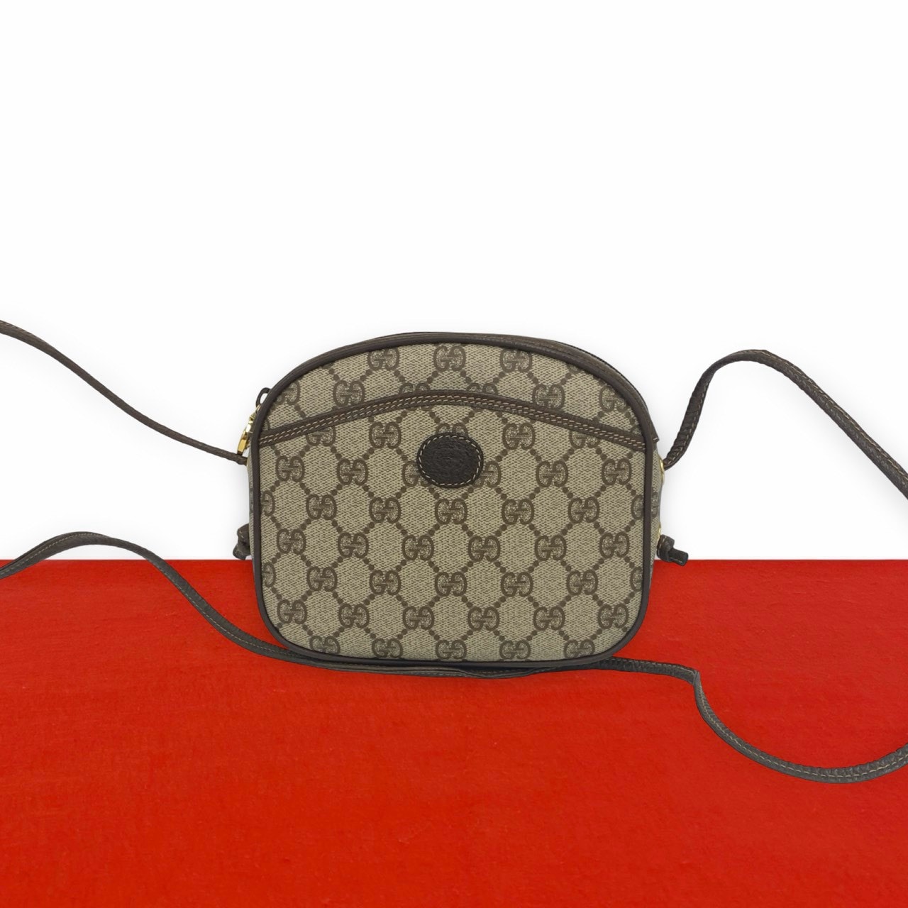 GUCCI グッチ GG 柄 レザー PVC ショルダーバッグ ブラウン
 36198