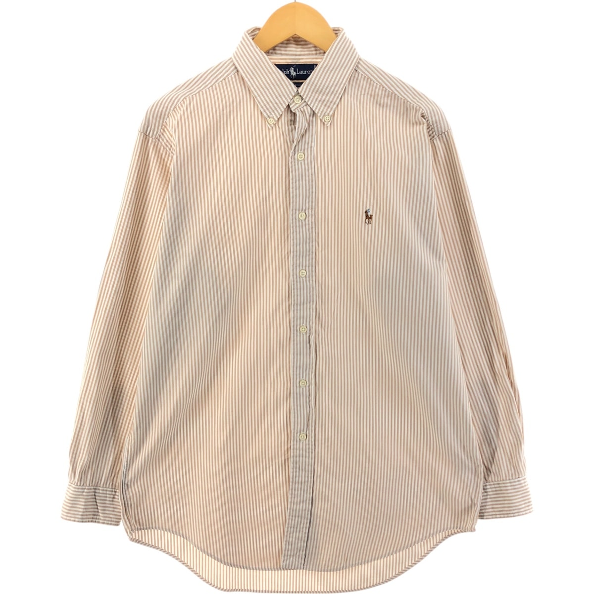 古着 ラルフローレン Ralph Lauren YARMOUTH 長袖 ボタンダウンストライプシャツ メンズM相当/eaa526584