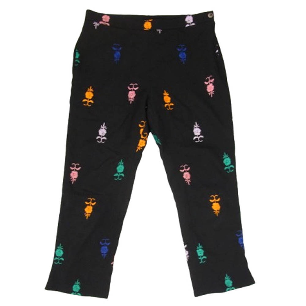 tricot COMME des GARCONS トリココムデギャルソン パンツ 01AW TC-P007 フラワー 刺繍 ウール テーパード パンツ ブラック系 M【中古】