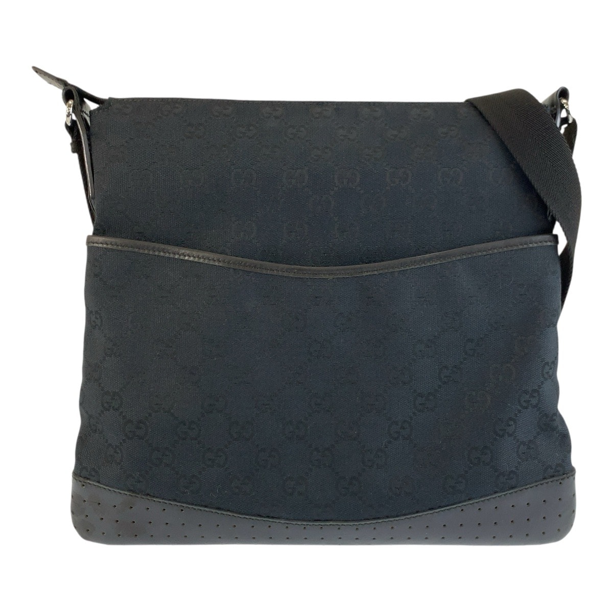 美品 GUCCI グッチ ブラック 黒 シルバー金具 GGキャンバス ショルダーバッグ ポシェット 604290 【中古】