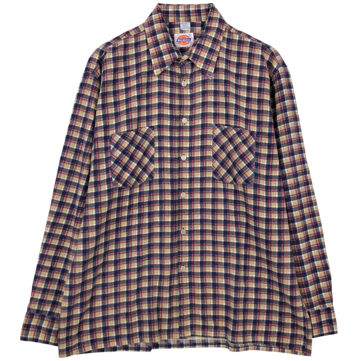 古着 80年代 ディッキーズ Dickies 長袖 プリントネルチェックシャツ ボックスシャツ メンズL相当 ヴィンテージ/eaa605050