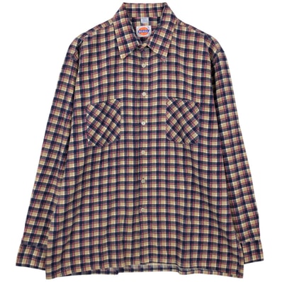 古着 80年代 ディッキーズ Dickies 長袖 プリントネルチェックシャツ ボックスシャツ メンズL相当 ヴィンテージ/eaa605050