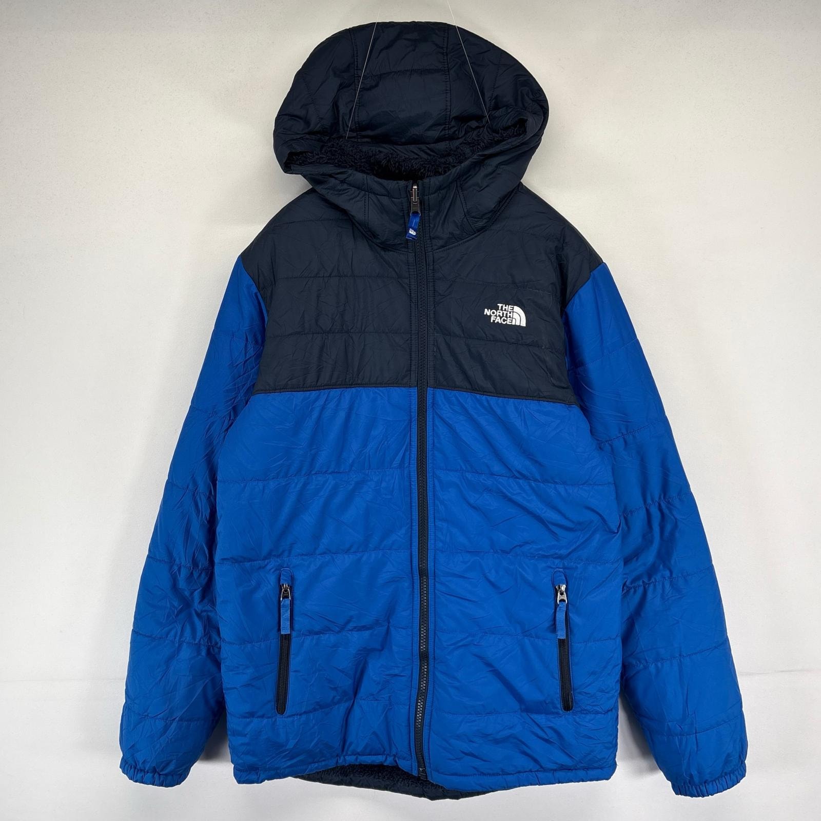 古着 ザ・ノースフェイス THE NORTH FACE ジャケット リバーシブル 中綿 ボーイズ ワンポイント刺繍ロゴ XL  ブルー系 ボーイズ