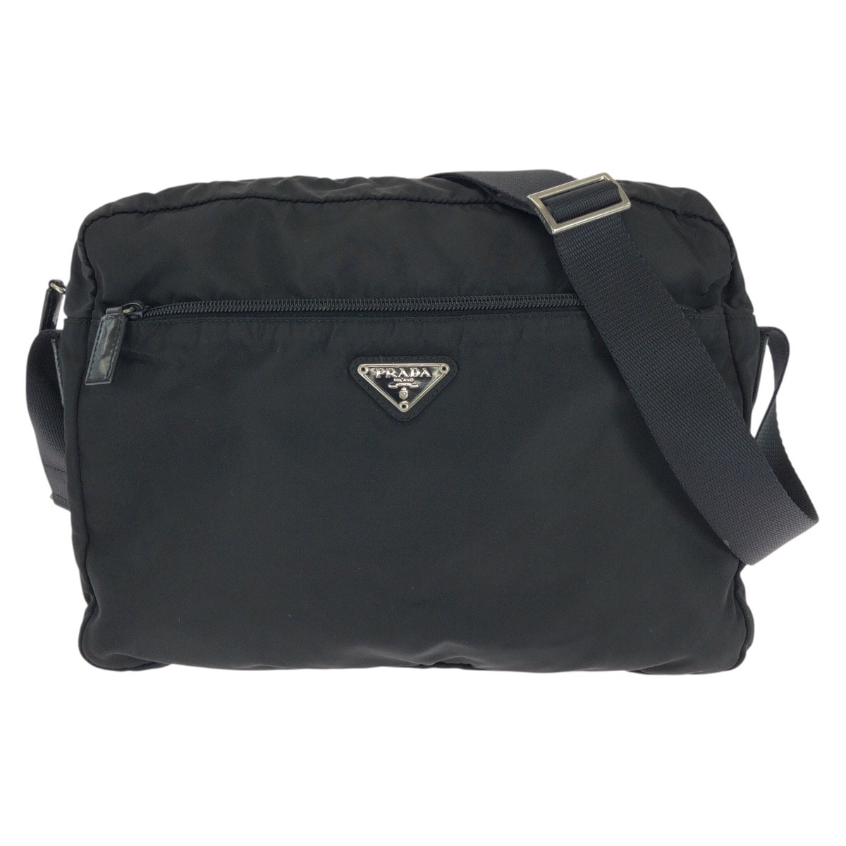 美品 PRADA プラダ テスート 三角ロゴプレート ブラック 黒 シルバー金具 ナイロン ショルダーバッグ メッセンジャーバッグ 603571 【中古】