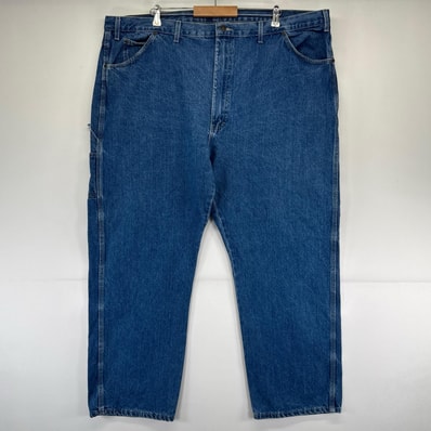 古着 ディッキーズ Dickies デニム パンツ ペインター ワーク ジーパン ワンポイントロゴ 大きいサイズ w50×L32 ブルー系 メンズ