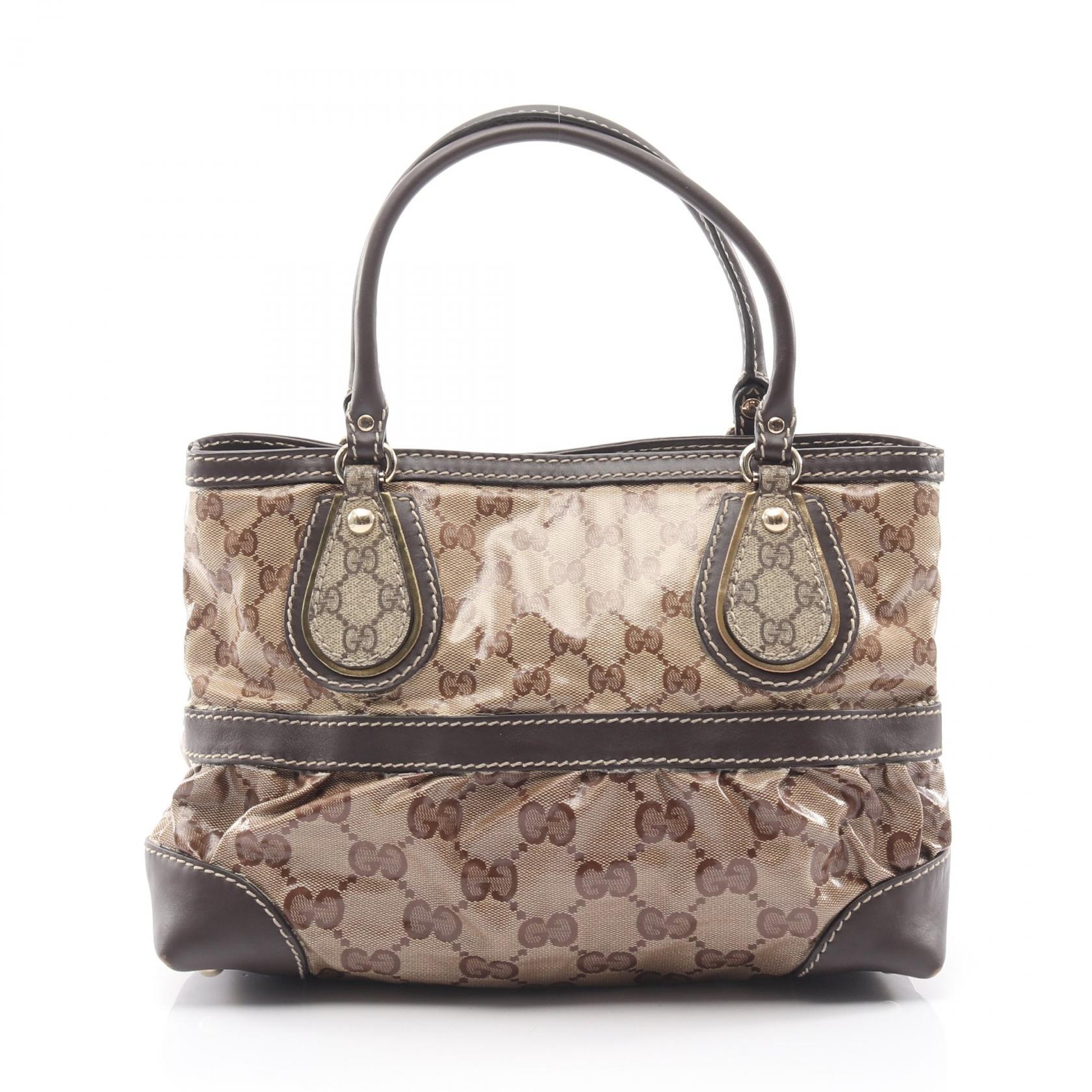 グッチ GUCCI GGクリスタル トートバッグ バッグ PVCコーティングキャンバス レザー レディース ベージュ系 / ブラウン系 223964 【中古】