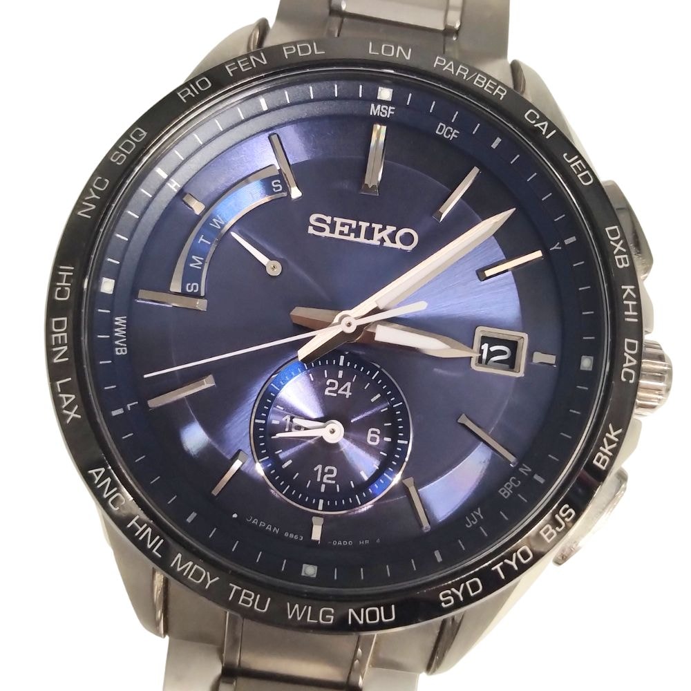 SEIKO セイコー 8B63-0AB0 ブライツ フライトエキスパート デュアルタイム 電波ソーラー チタン メンズ  腕時計 C856