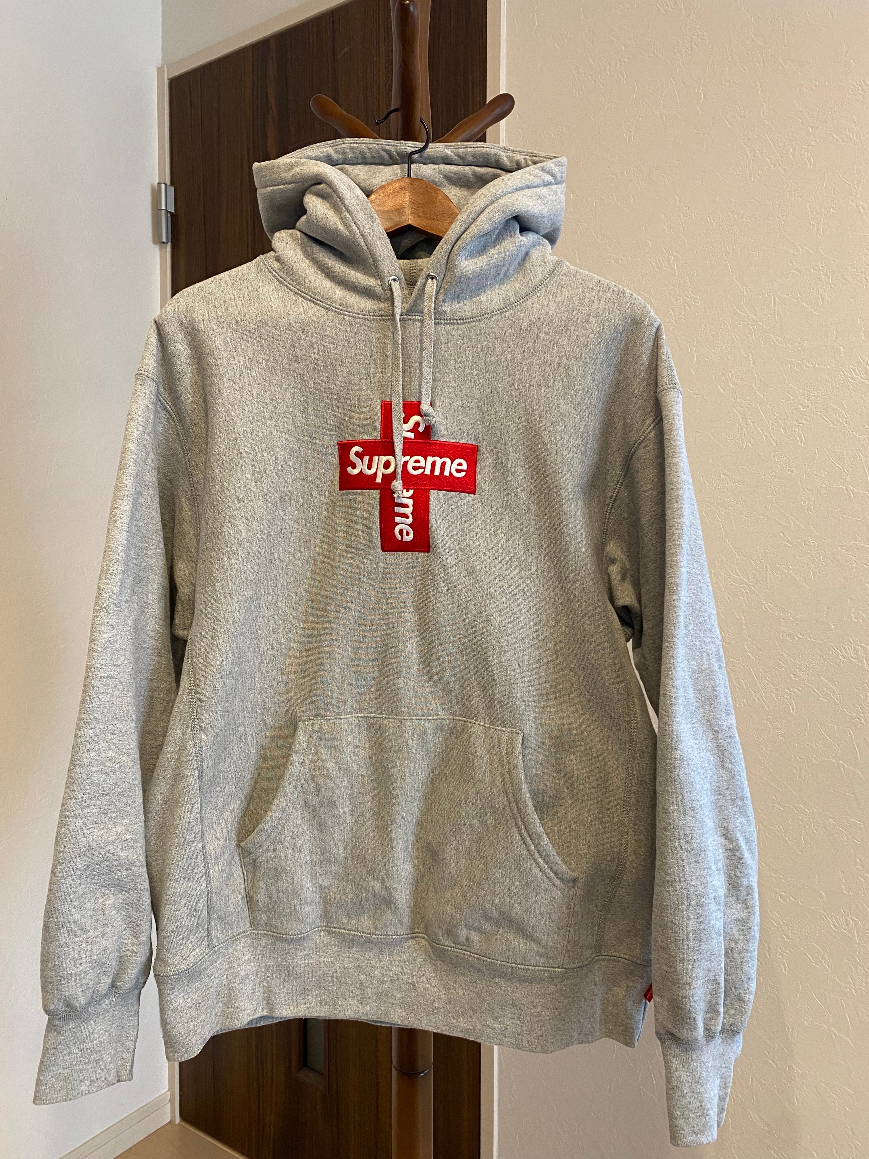 Supreme Cross Box Logo Hooded Sweatshirt "Grey"