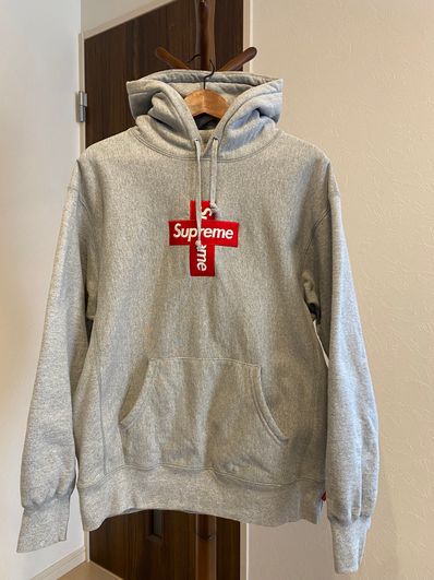 Supreme Cross Box Logo Hooded Sweatshirt "Grey"